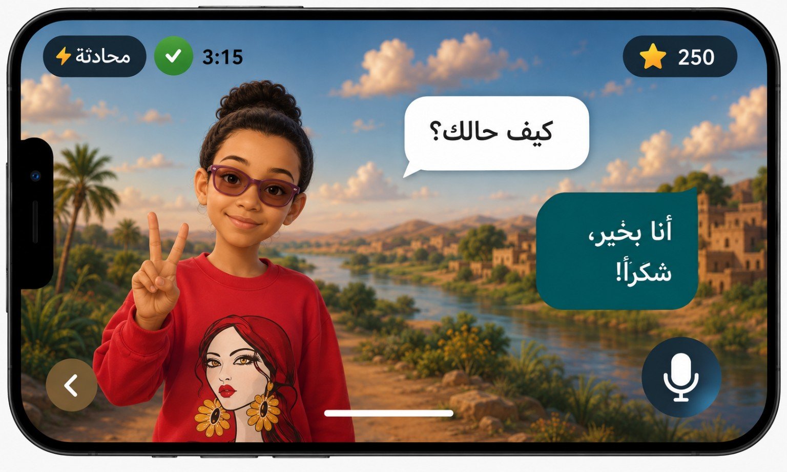 Dania using ELAF Arabic conversation inside an Adventure